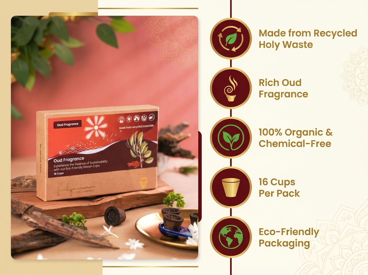 Kalyanamm Organic Havan Cups Oud Fragrance: 16 Cups