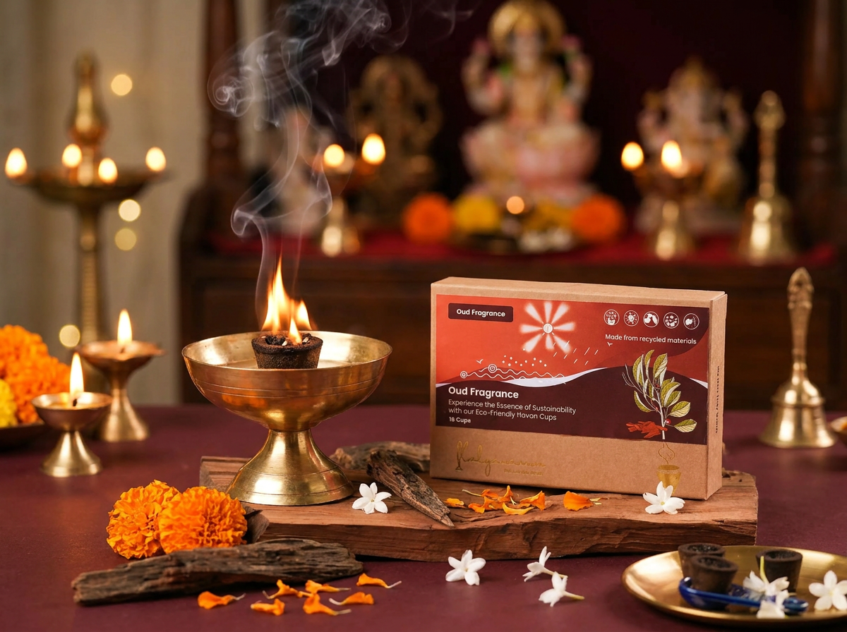 Kalyanamm Organic Havan Cups Oud Fragrance: 16 Cups