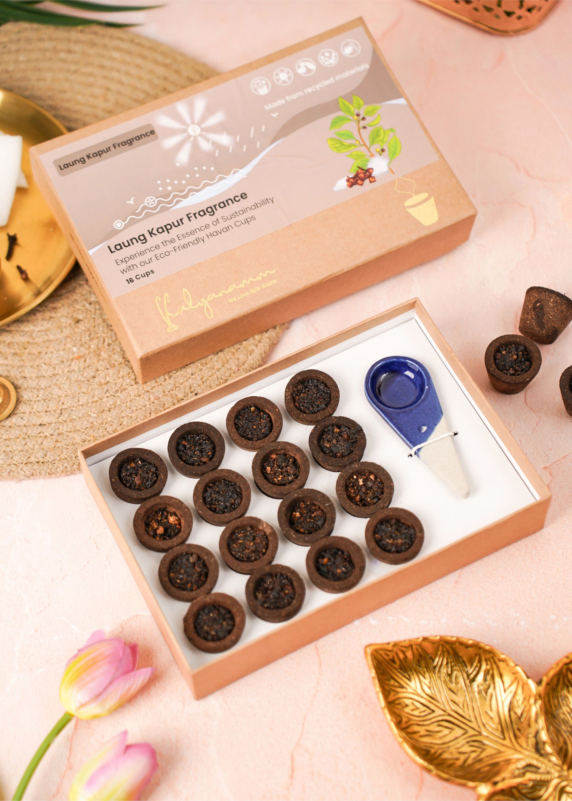 Kalyanamm Organic Havan Cups Laung Kapur Fragrance: 16 Cups (Copy)