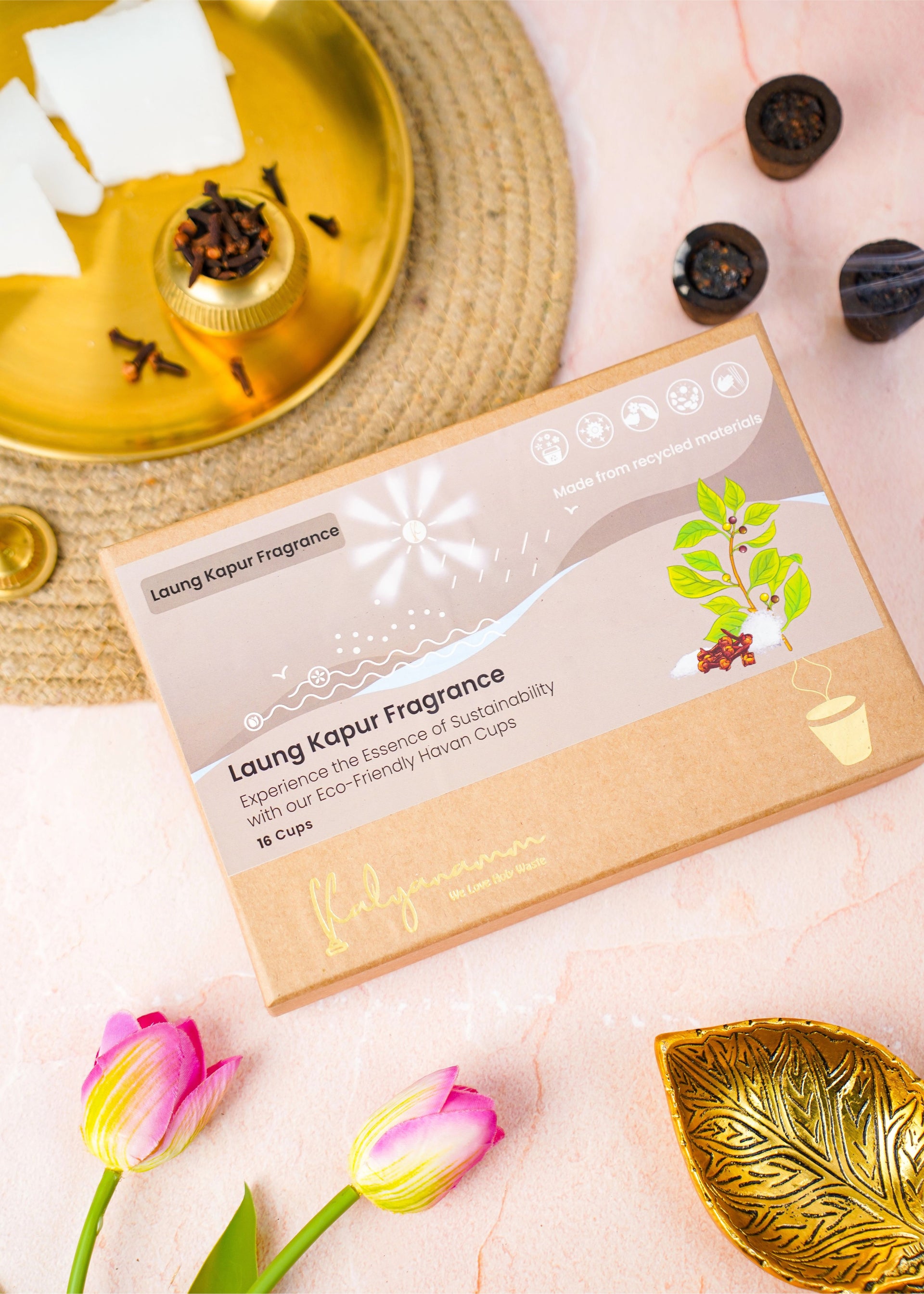 Kalyanamm Organic Havan Cups Laung Kapur Fragrance: 16 Cups (Copy)