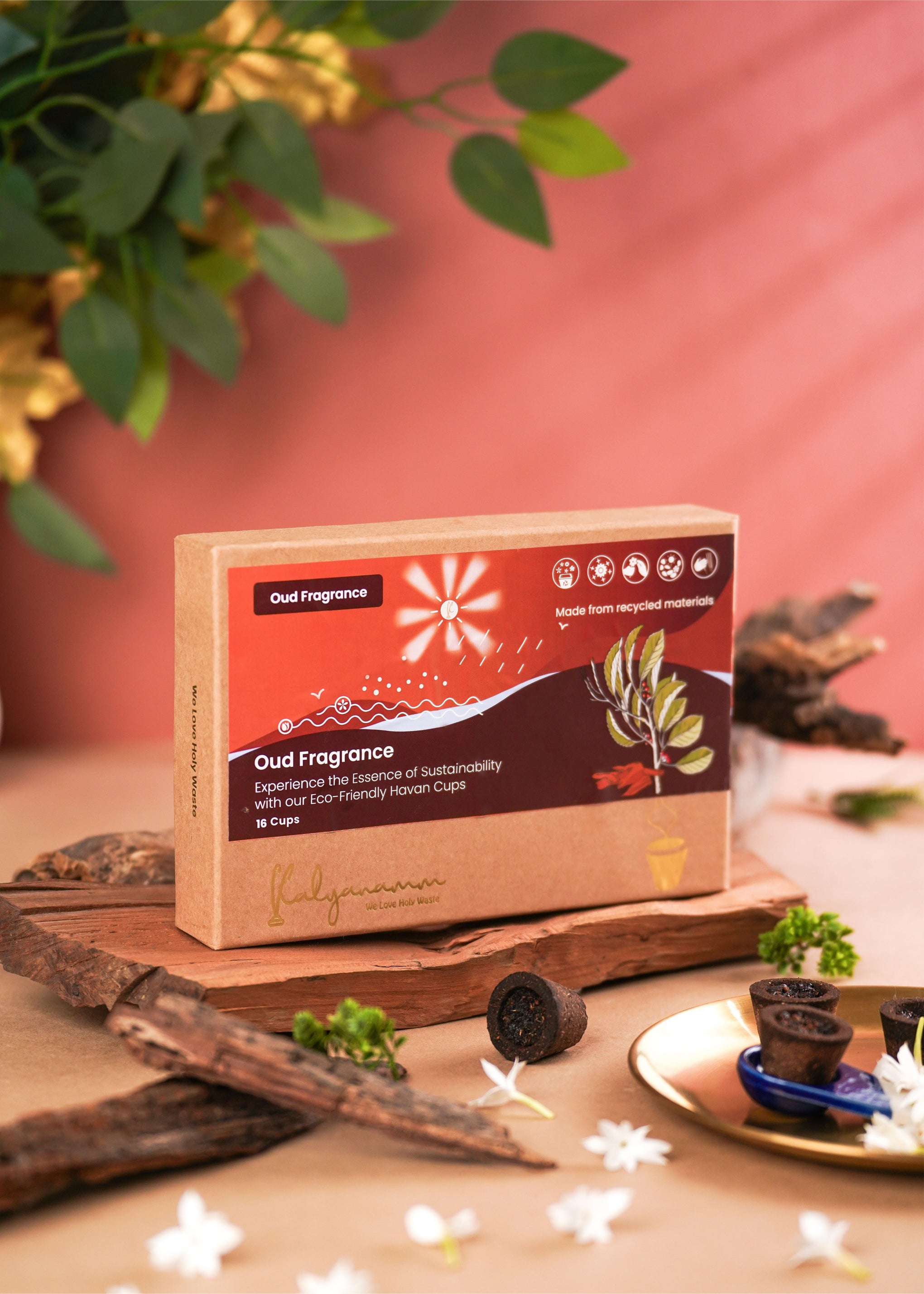 Kalyanamm Organic Havan Cups Oud Fragrance: 16 Cups