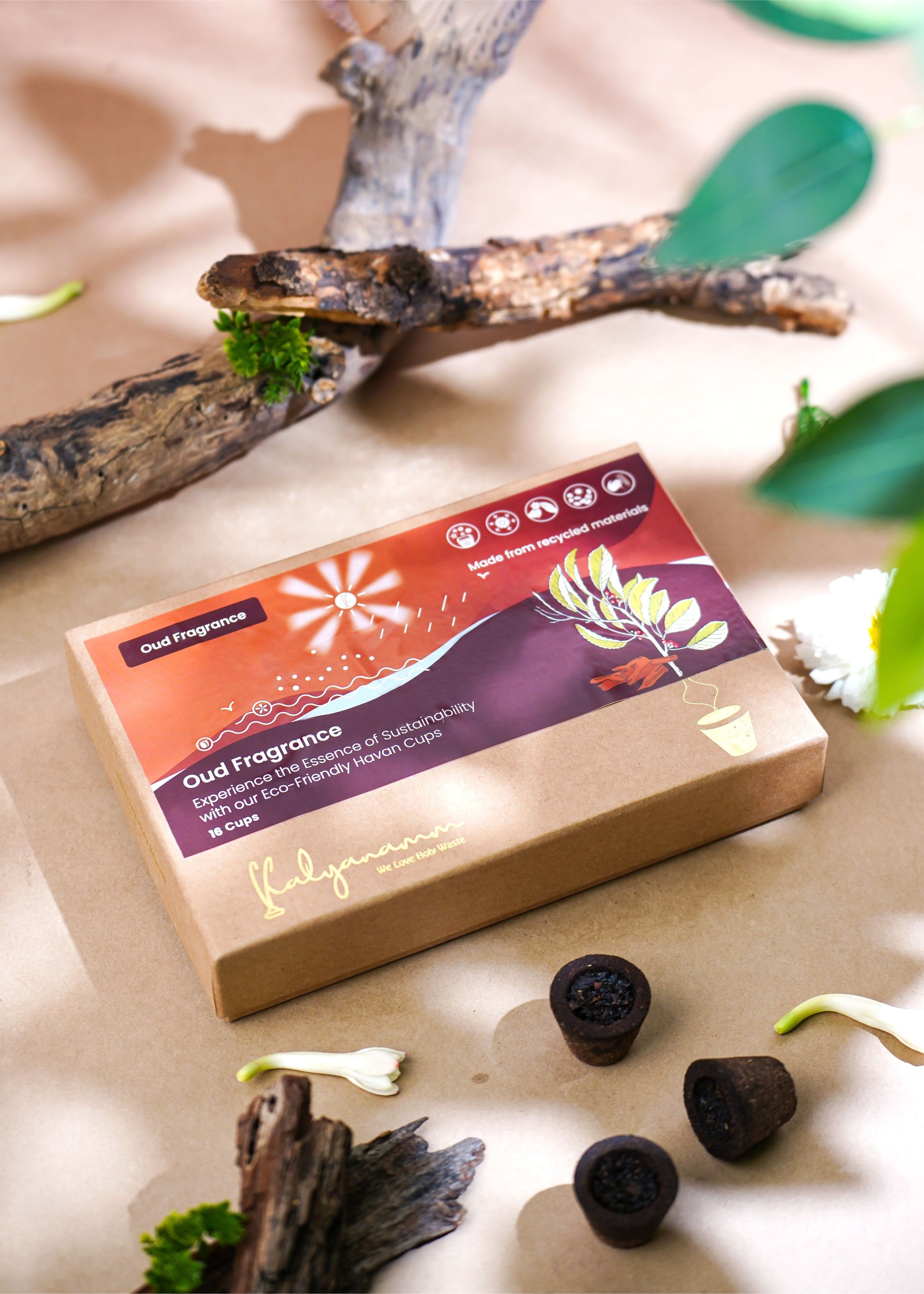 Kalyanamm Organic Havan Cups Oud Fragrance: 16 Cups